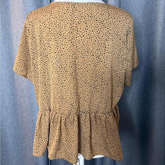 Tan Ruffle Flowy Blouse Top - Picture 2 of 3